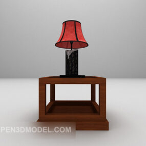 Čínský rohový stůl s lampou 3d model