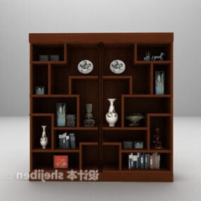 Kiinalainen vitriinikaappi täysin koristeltu 3D-malli
