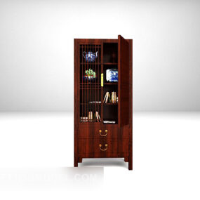 Chinese Display Cabinet With Decorative 3d model