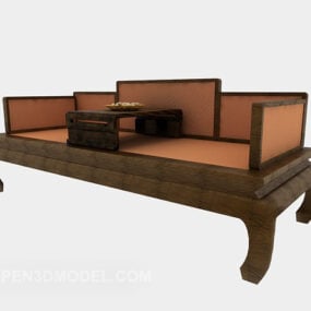 Chinese Double Solid Wood Sofa 3d model