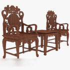 Exquisita silla de mesa tallada china