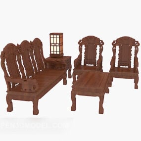 Chinese Exquisite Wood Sofa 3d model
