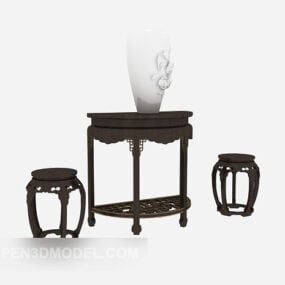 Chinese Exquisite Table Chair Vintage Style 3d model