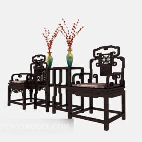 Chinese Front Wooden Armchair 3d model