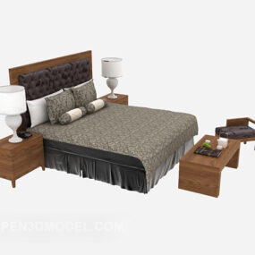 Chinese Furniture Double Bed 3d model