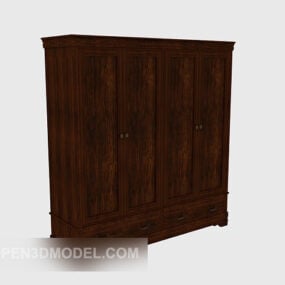 Chinese Lacquered Wood Wardrobe 3d model