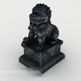 León chino escultura piedra material modelo 3d