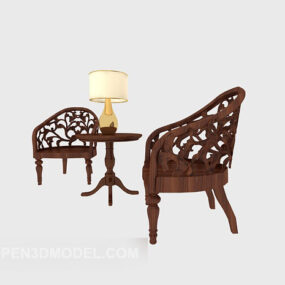 Chinese Lounge Chair, Side Table 3d model