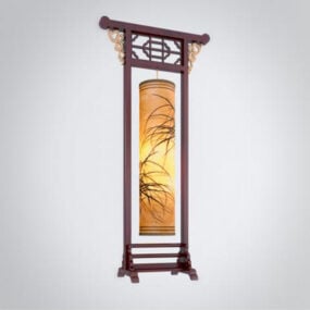 Chinese Wooden Hanging Floor Lamp 3d model