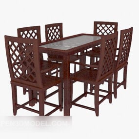 Chinese Mahogany Dinning Table Chair 3d model