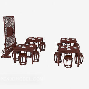 Chinees mahonie tafel stoel meubilair 3D-model