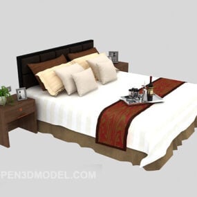 Chinese Minimalist Double Bed 3d model