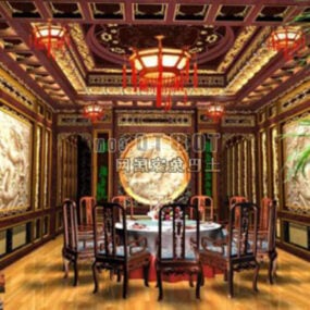 Modelo 3D de design tradicional de restaurante chinês