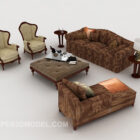 Kinesisk retro brun soffa