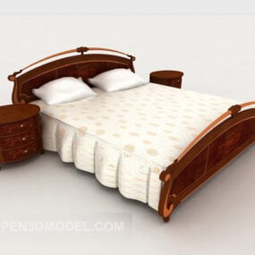 نموذج سرير مزدوج بنمط ريترو صيني ثلاثي الأبعاد