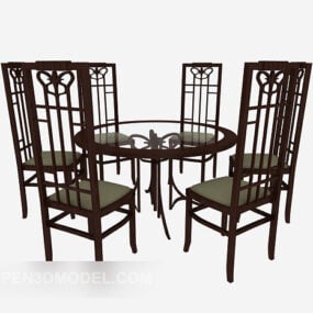 أثاث طاولة الكراسي الرجعية الصينية نموذج ثلاثي الأبعاد