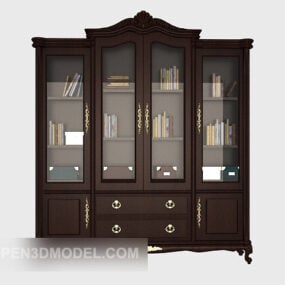 Chinese Retro Wooden Bookcase 3d model