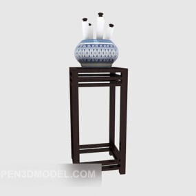 Chinese Showcase With Vase Decor 3d model