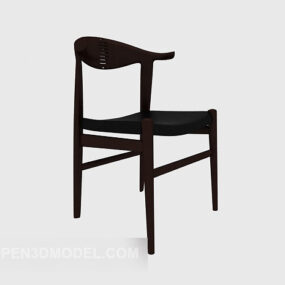 كرسي صالة صيني بسيط من الخشب الصلب نموذج ثلاثي الأبعاد