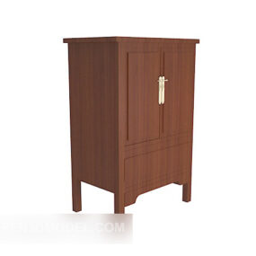 Chinese Small Cupboard Brown Wooden 3d model