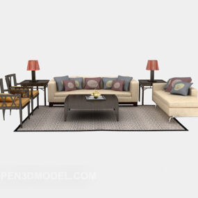 Table basse avec canapé chinois modèle 3D