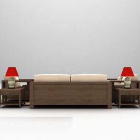 Chińska sofa duży rozmiar drewniany model 3d