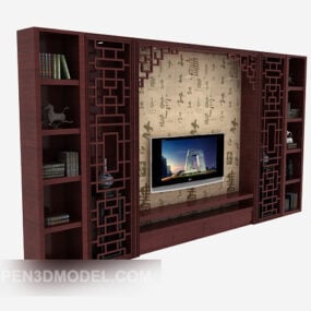 Tv Background Wall Dark Wood 3d model