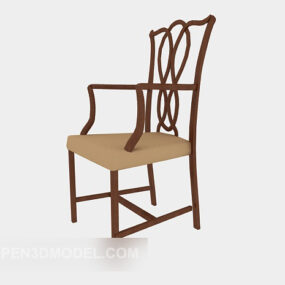 Kinesisk Spisebordsstol med ryg i massivt træ 3d-model