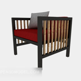 Chaise longue chinoise noire en bois massif modèle 3D