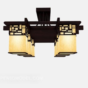 Chinese Wood Chandelier Traditional 3d model