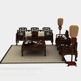 3д модель китайской мебели из массива дерева, дивана