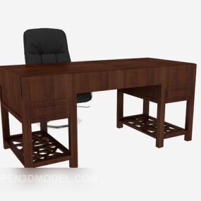 Chińskie krzesło stołowe z litego drewna Model 3D