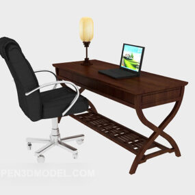 Chińska lampa stołowa z litego drewna Model 3D