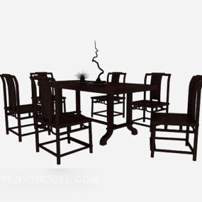 Chinese Solid Wood Dining Table Chair 3d model