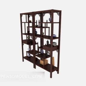 Modelo 3d de vitrine de madeira vintage chinesa