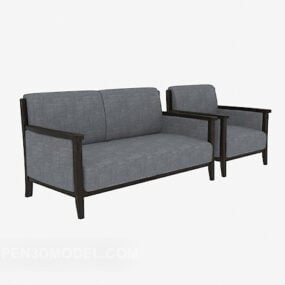Chinese Solid Wood Double Sofa 3d model