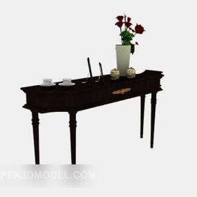 Chinese Wood Console Table With Vase Decor 3d model