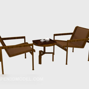 Chinese Solid Wood Leisure Table Chair 3d model