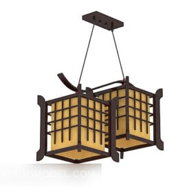 Chinese Solid Wood Retro Chandelier 3d model