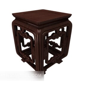 שולחן צד סיני מעץ מלא רטרו דגם תלת מימד