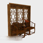 中国の木製シングルソファ彫刻スクリーン