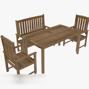 Chińskie krzesło stołowe z litego drewna Model 3D