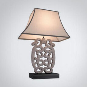 Lampada da tavolo decorativa cinese con scultura in pietra modello 3d