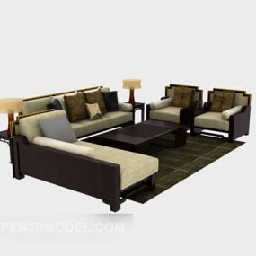 Chinese Style Sofa Table With Carpet 3d model
