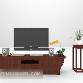 Mueble de televisión de estilo chino con decoración modelo 3d