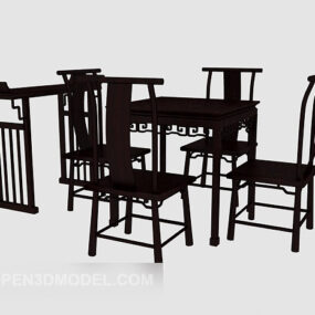 Mô hình 3d bàn ghế giản dị phong cách Trung Quốc