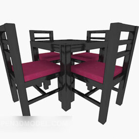 Set di sedie da tavolo casual in stile cinese modello 3d