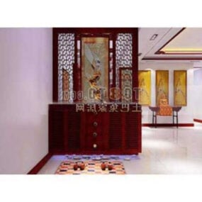 Chinese Style Entrance With Woden Panel 3d model