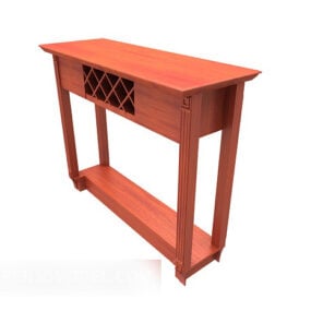 Chinese Style Hall Cabinet Red Wood 3d model