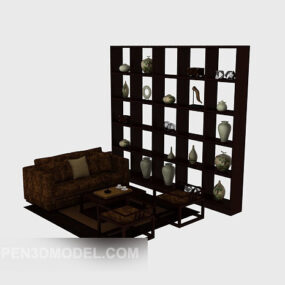 中式家居组合沙发3D模型